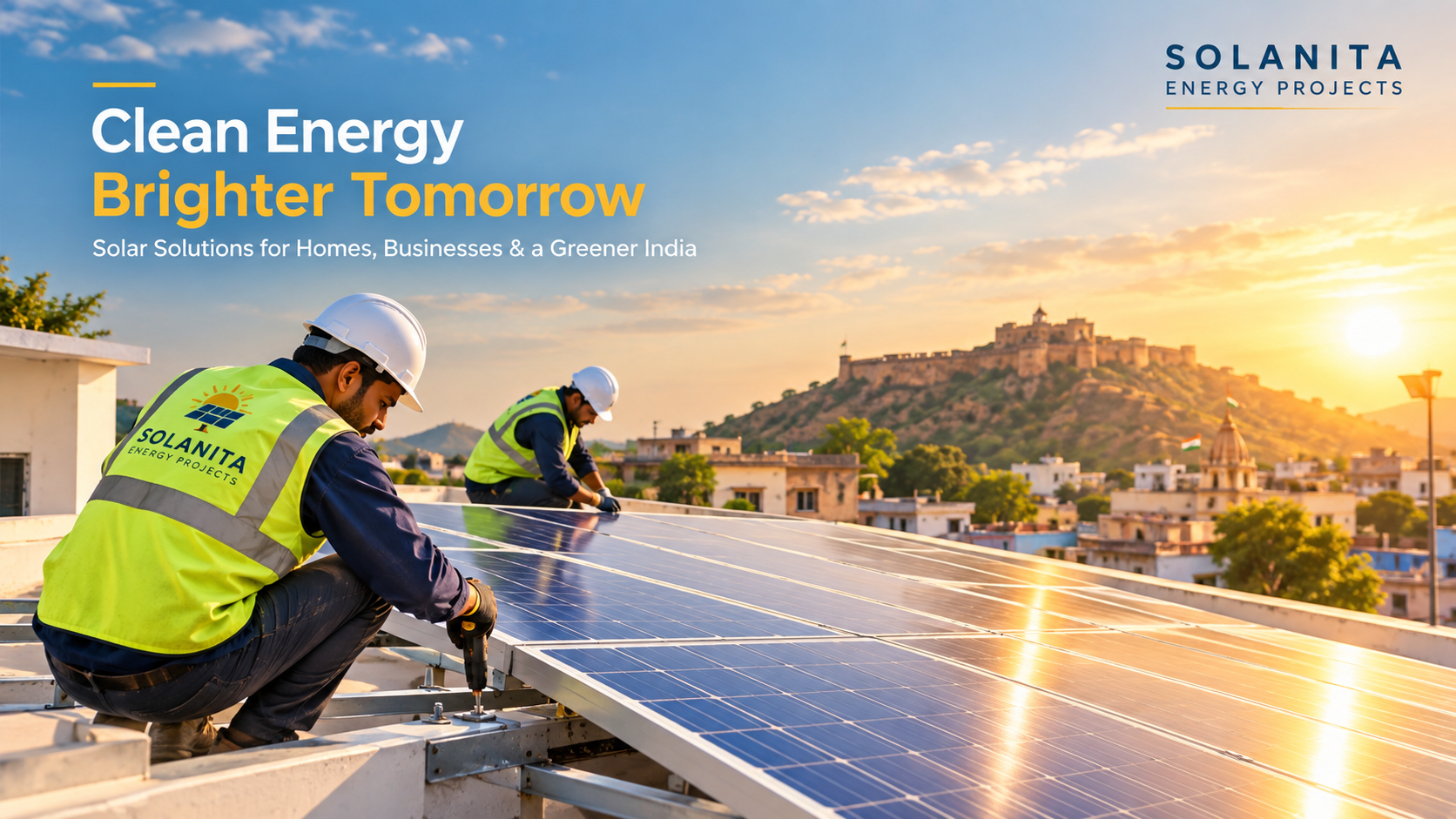 Rooftop solar panel installation